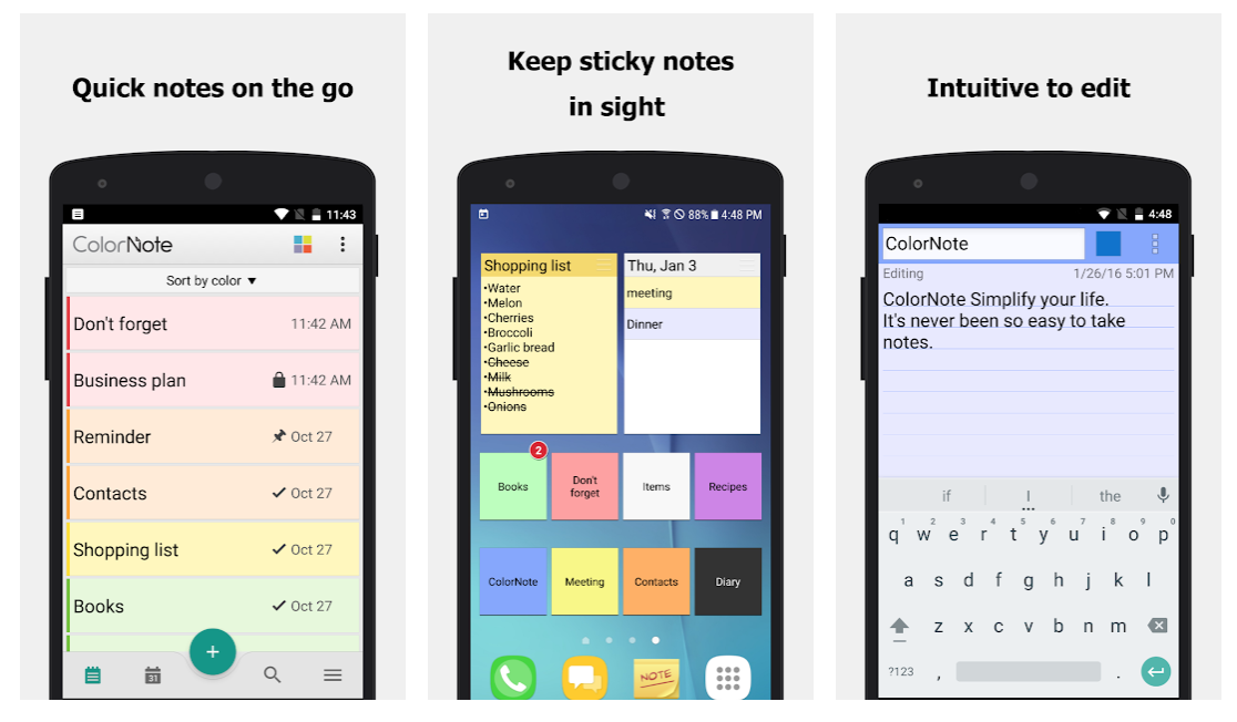 free notes app ColorNote screenshots