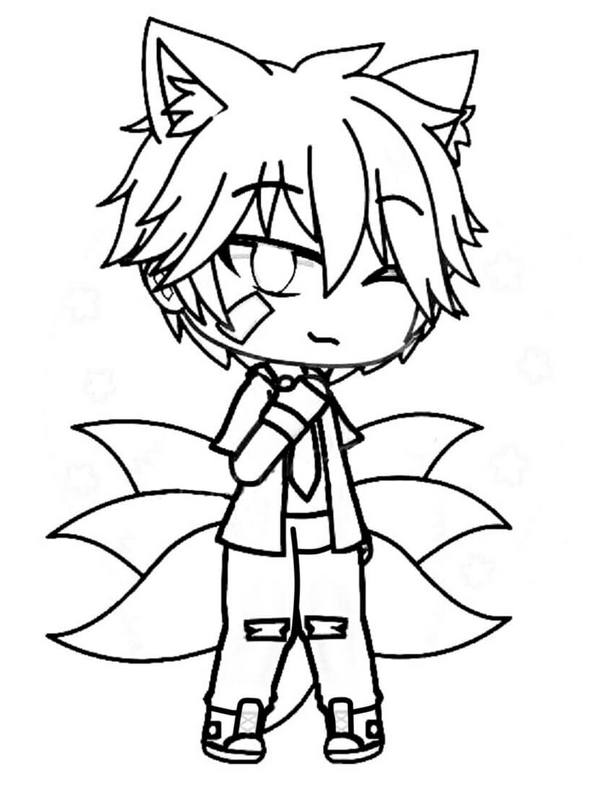 Fox boy with seven tails Coloring Pages