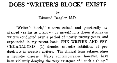 Excerpt describing writer's block from "Does Writer's Block Exist?" 