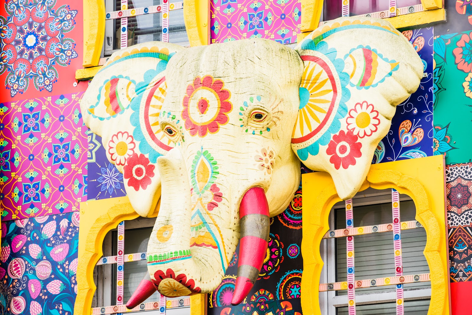 The giant elephant head at Camden Market