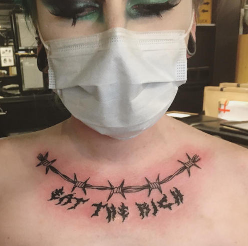 Barbed Wire Chest Tattoo For Women