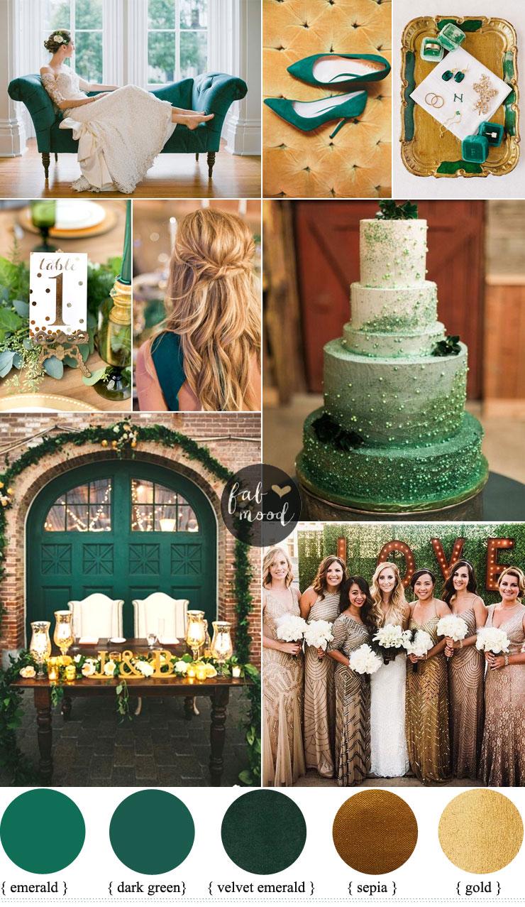 Emerald and Gold Wedding Colour for Vintage Wedding Theme | fabmood.com