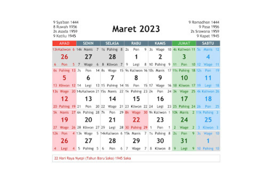 Kalender 2023 Januari Lengkap Dengan Tanggal Merah Cuti Bersama Jawa