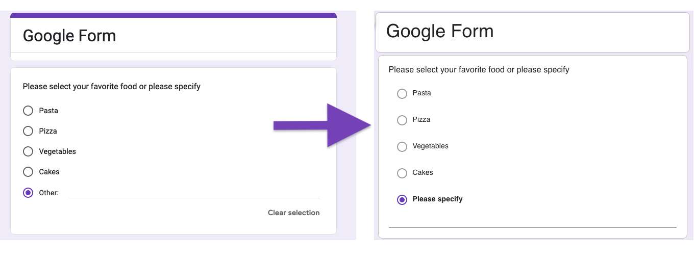 How to change the other option text of multiple choice questions in