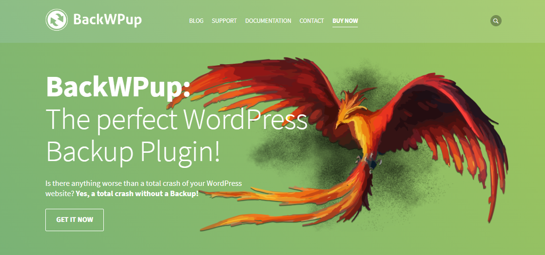 The screenshot of BackWPup website WordPress backup plugin. 