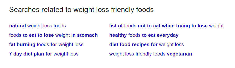 Related searches in Google