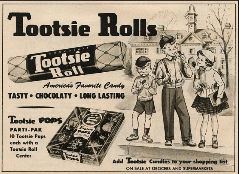 Tootsie Roll Ad from the 1950s