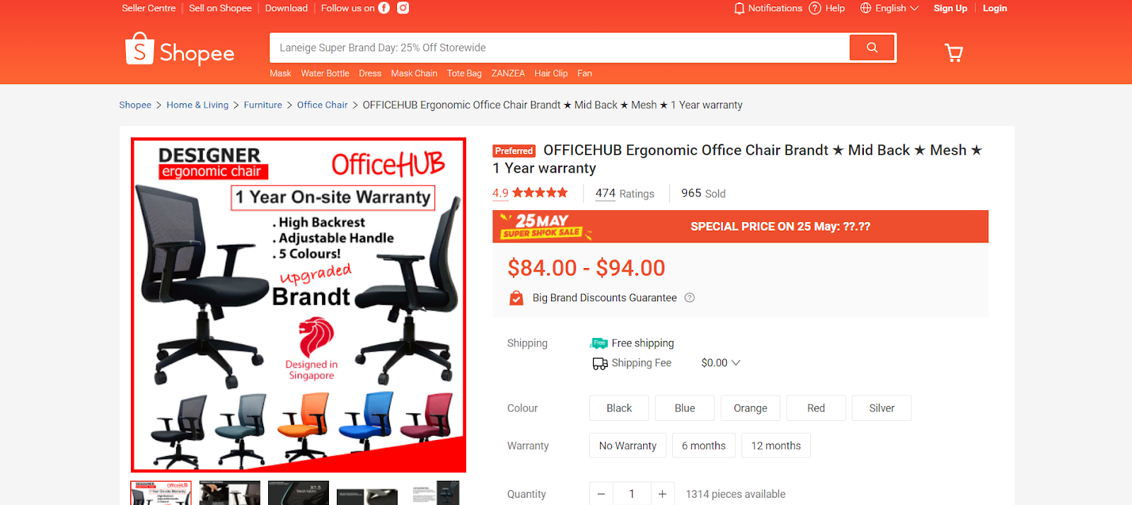 best office chairs in singapore_officehub ergonomic office chair