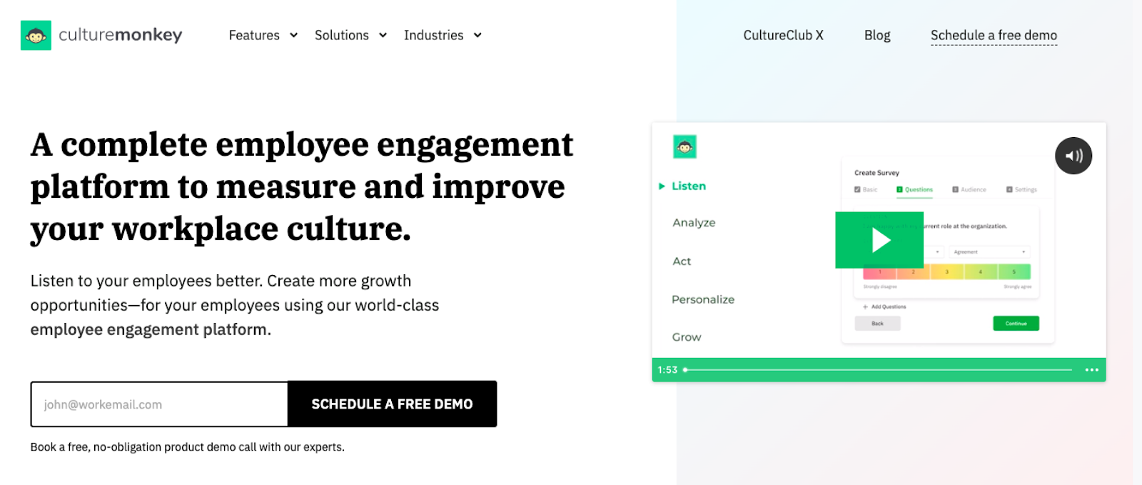 CultureMonkey's Employee Engagment Platform. 