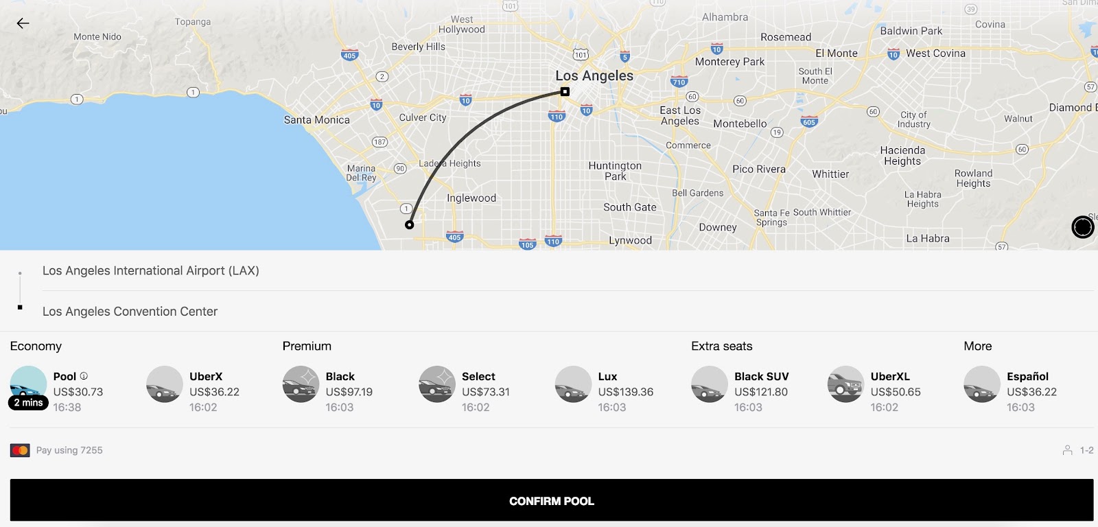 Screenshot from Uber enterprise application