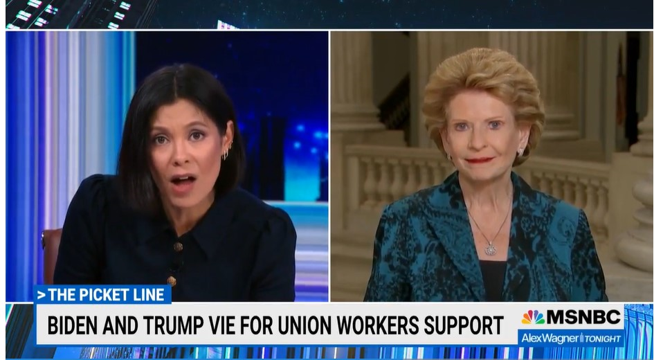 Senator Stabenow interviewed by Alex Wagner on MSNBC about Trump and Biden's attempts to get union support