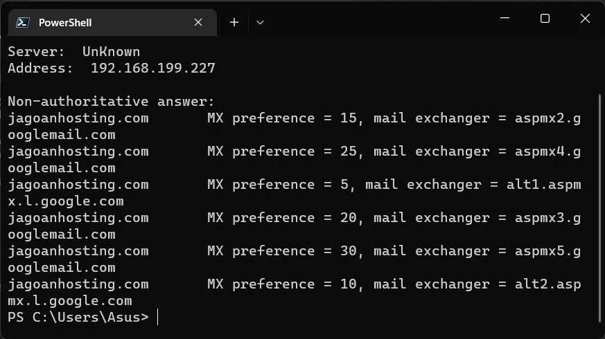 Memeriksa MX Record Domain