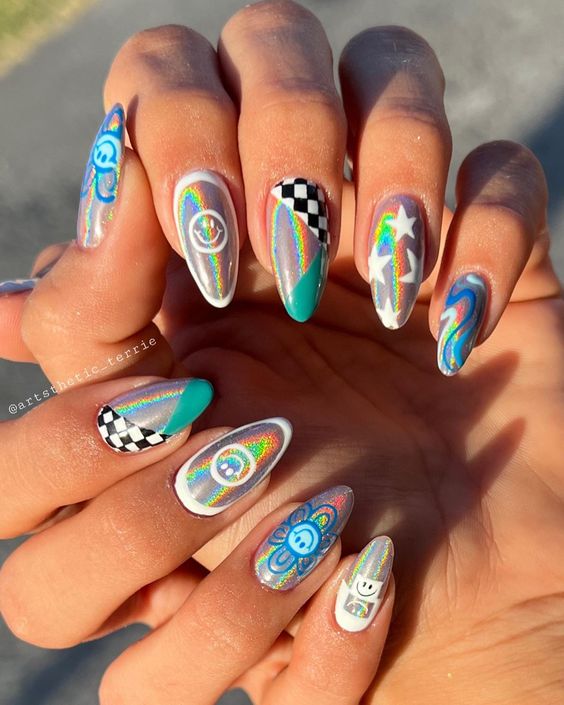 bright and unique nail art design