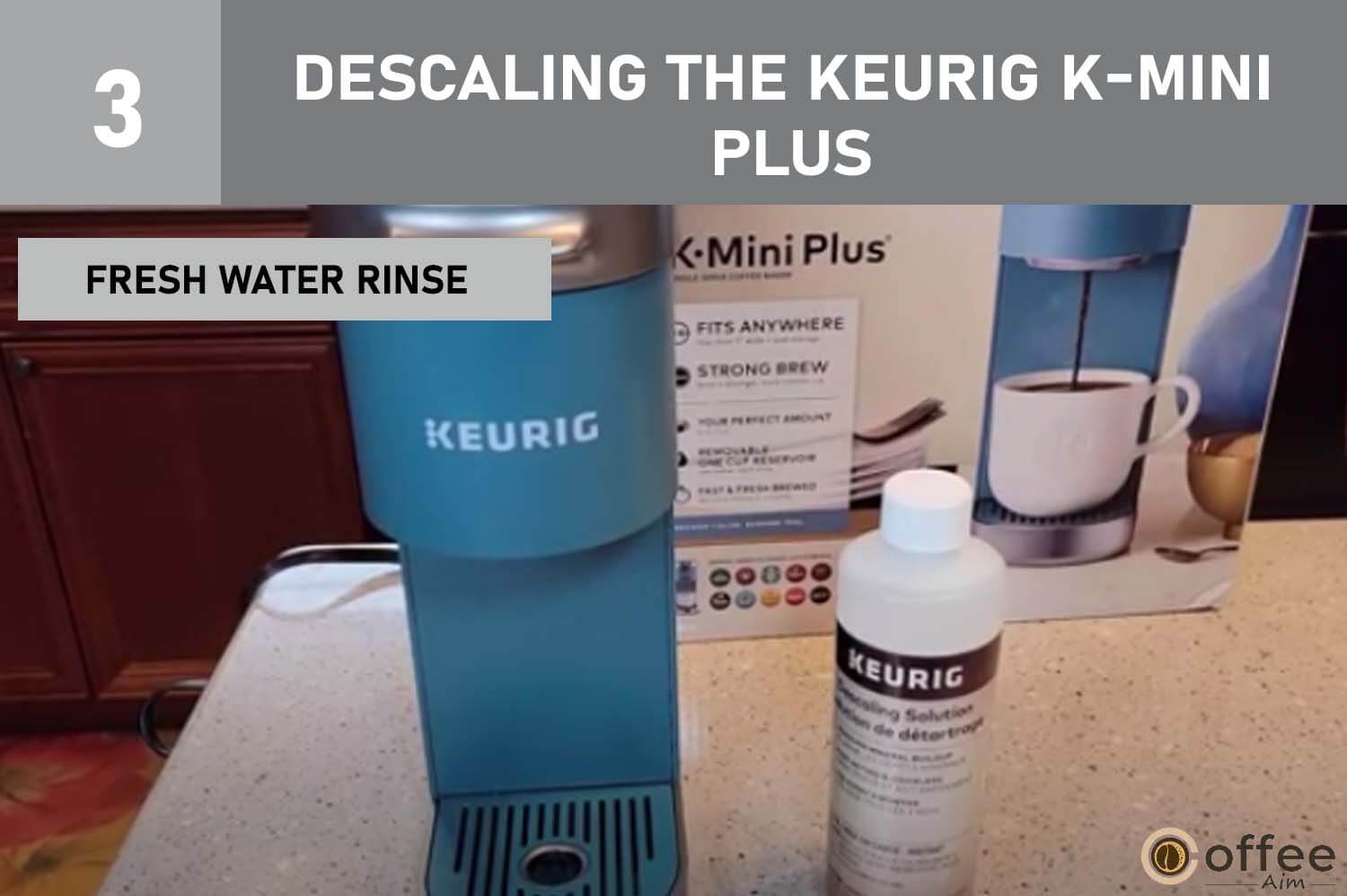 This image describes the "fresh water"of desclaing the keurige k-mini plus for the article "How to use keurig k-mini plus"