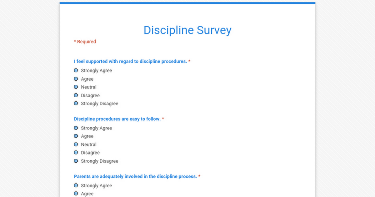 Discipline Survey