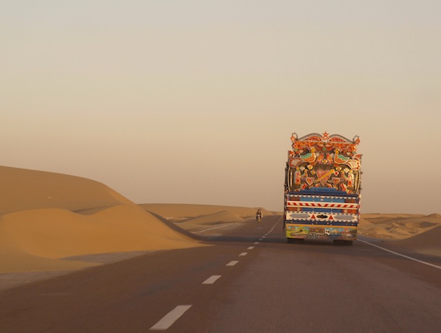 A truck travels down a lost road in Nimroz, the only Afghan province where the Baloch minority form a majority. In the country’s remote southwest, Nimroz shares a 500-kilometre border with both Iran and Pakistan. Credit: Karlos Zurutuza/IPS