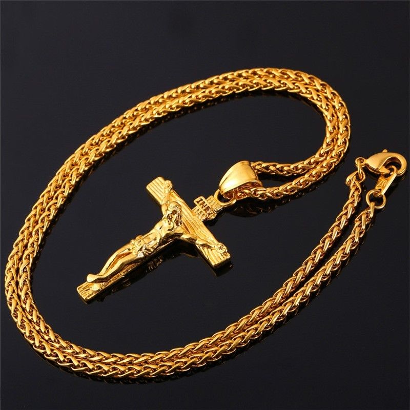 Crucifijo Cadenas de Oro 18K Joyas Joyeria Fina de Moda Regalos para