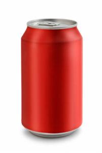 Close up of a cola can, isolated on white.