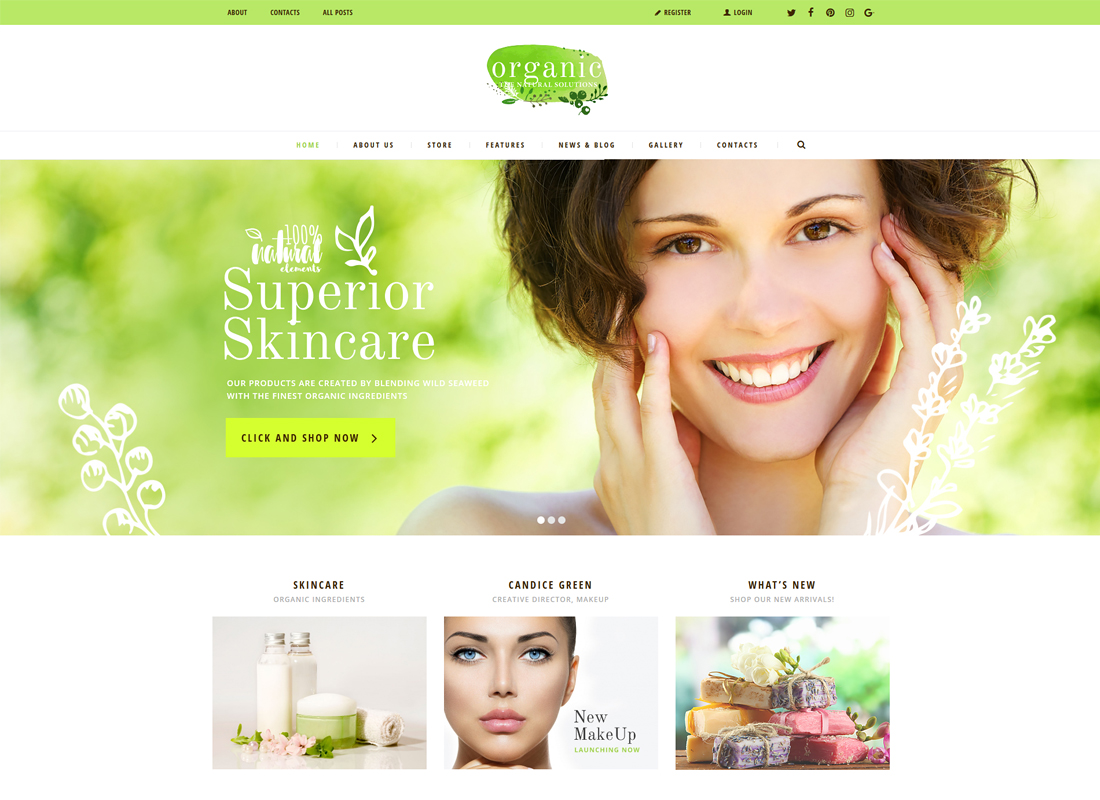Tienda de Belleza Orgánica y Cosméticos Naturales |  Tema de WordPress para tienda orgánica
