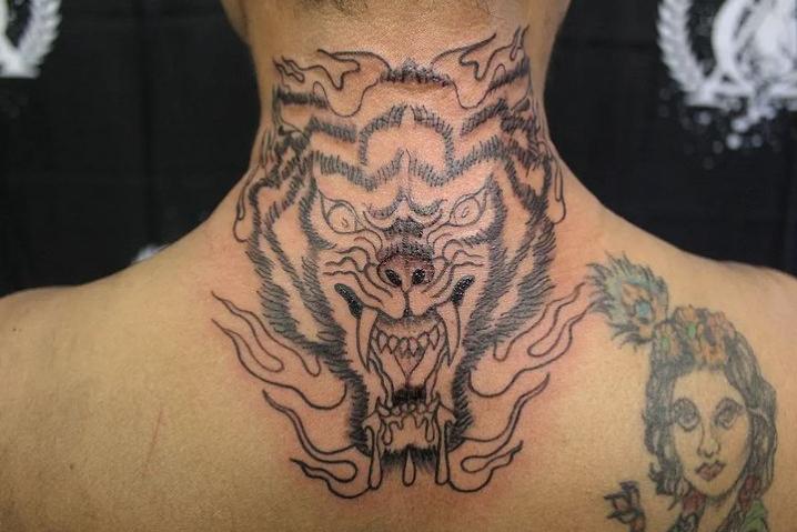 Animal Back Neck Men Tattoo