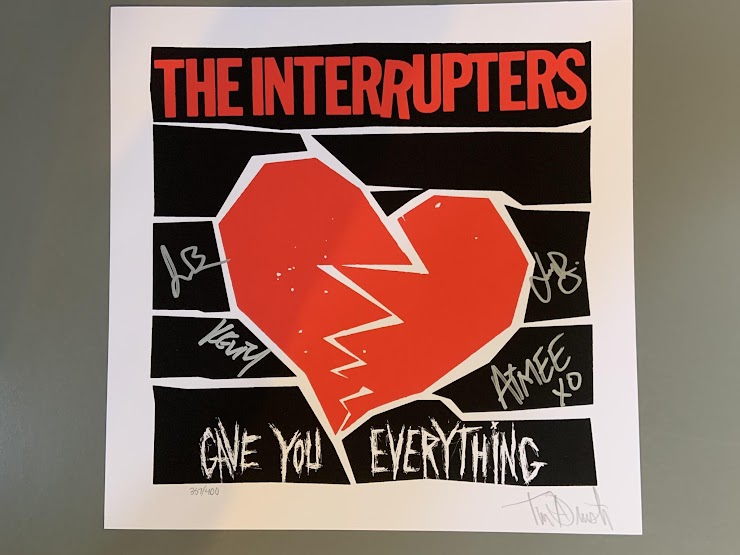 12x12 silkscreen poster of The Interrupters by Tim Armstrong
