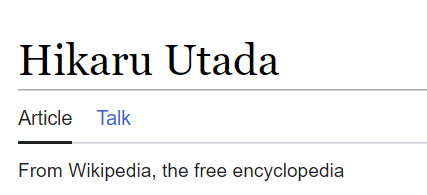 Nama Utada Hikaru di Wikipedia Berbahasa Inggris