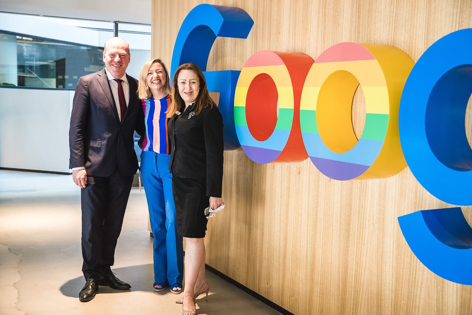 Photo of Trent Zimmerman MP, Federal Member for North Sydney with Google’s Aisling Finch and SGLBA President, Katherine Maver