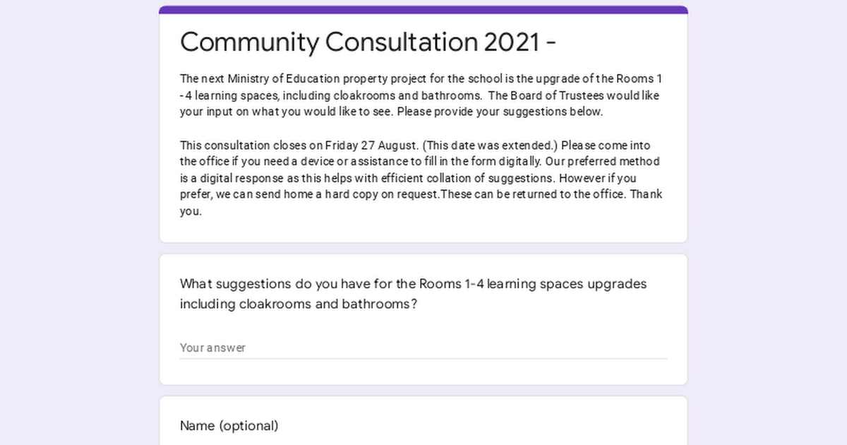 Community Consultation 2021 -