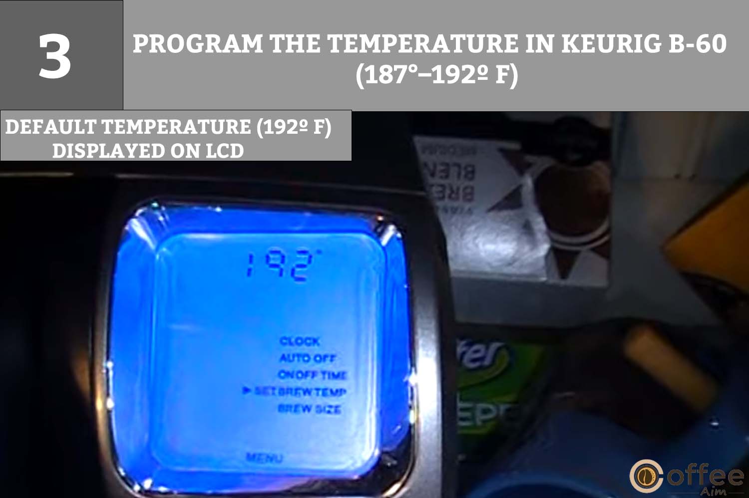 The default temperature (192º F) will also display on the LCD.