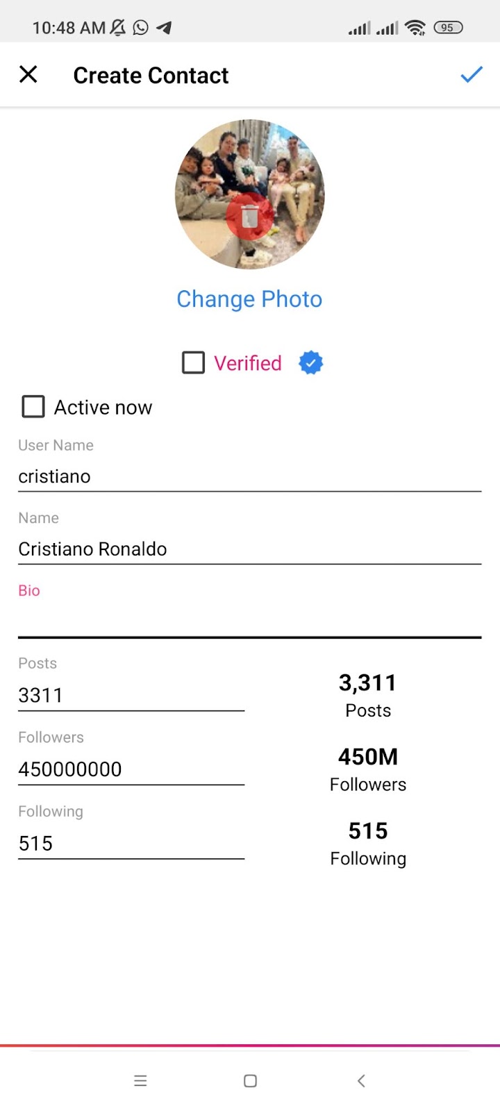 How to fake Instagram DM with verified symbol