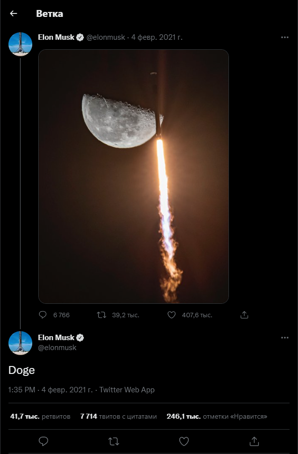 Скриншот твита Илона Маска