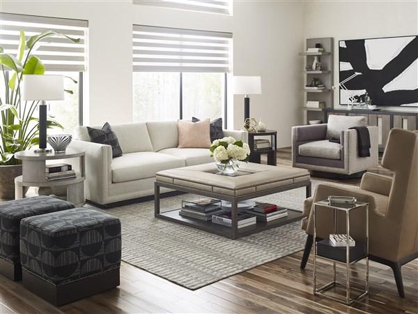 High-End Living Room with White Sofa & Accent Chairs
