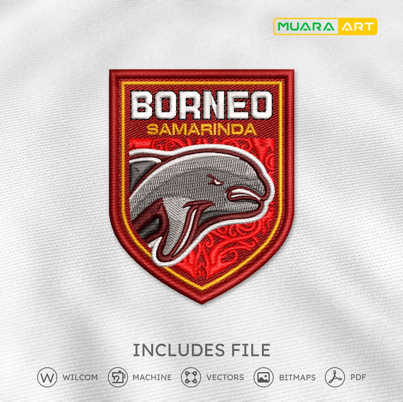 Desain Bordir Logo Borneo FC (Samarinda)