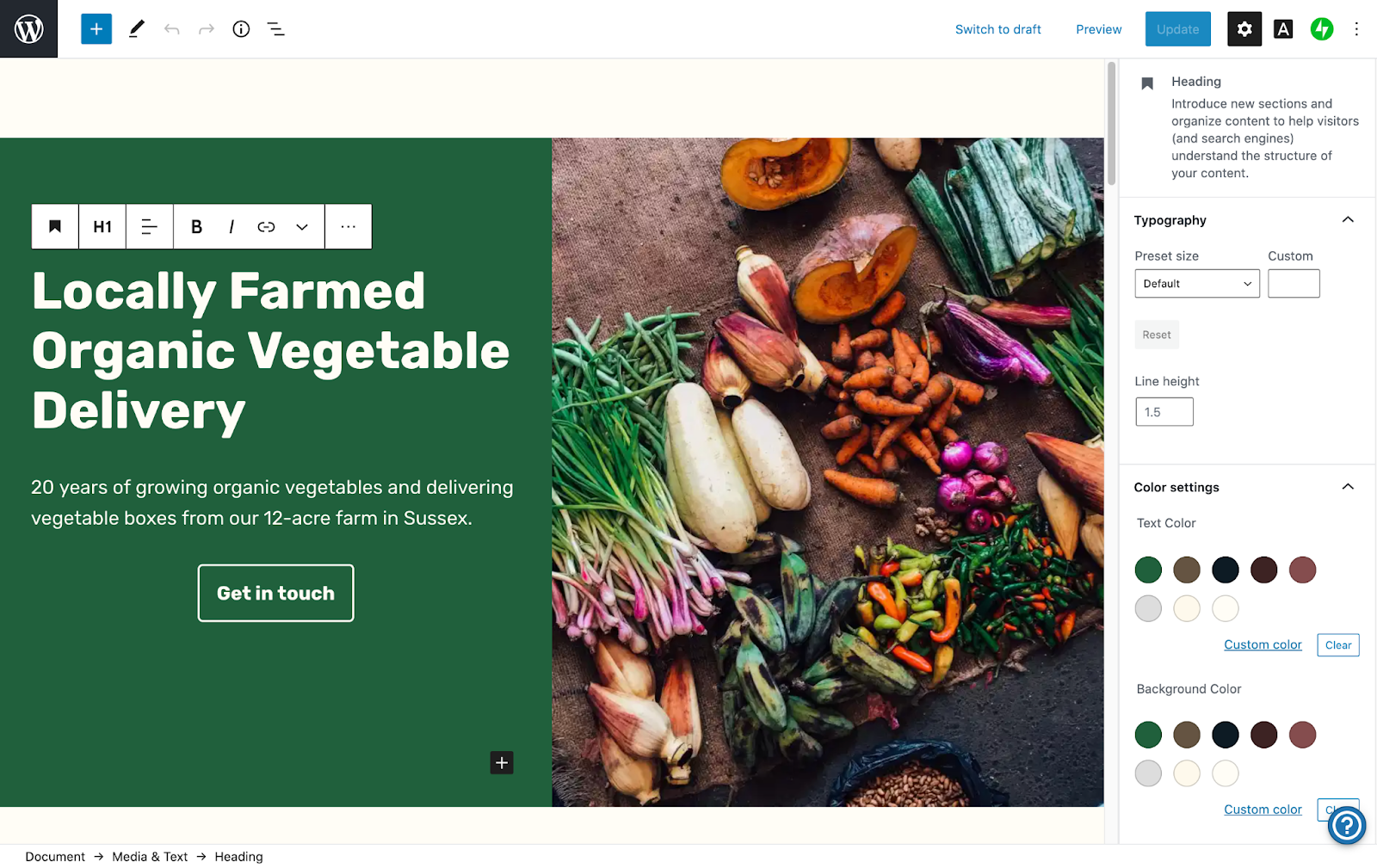 WordPress website builder preview