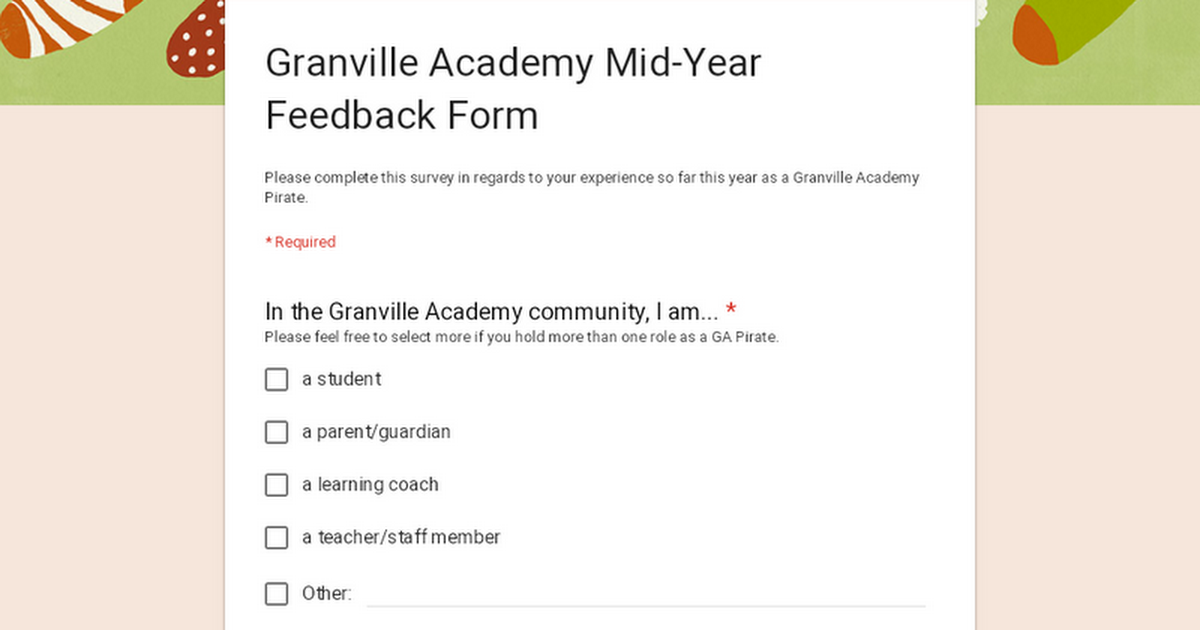 Granville Academy Mid-Year Feedback Form