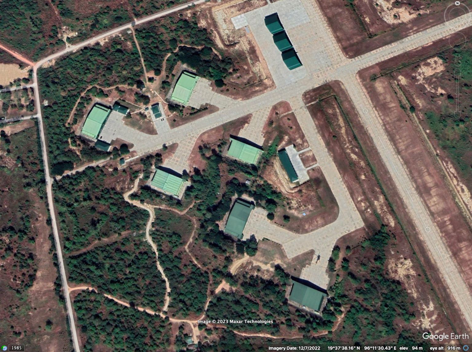 Satellite image of the sheds build for the Su-30 M's