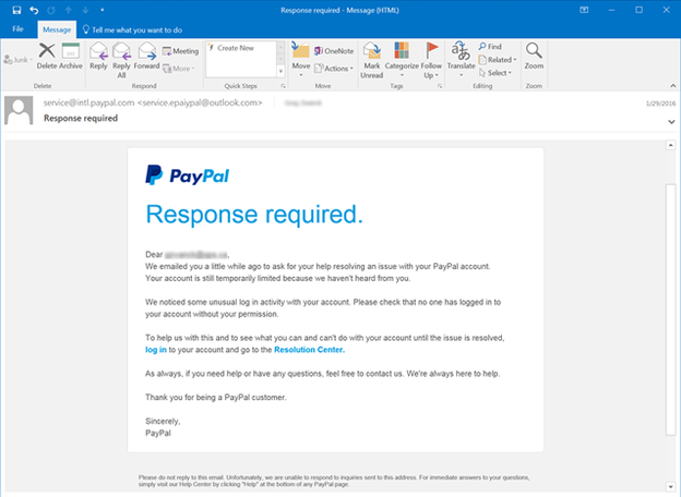 Paypal impersonation scam 