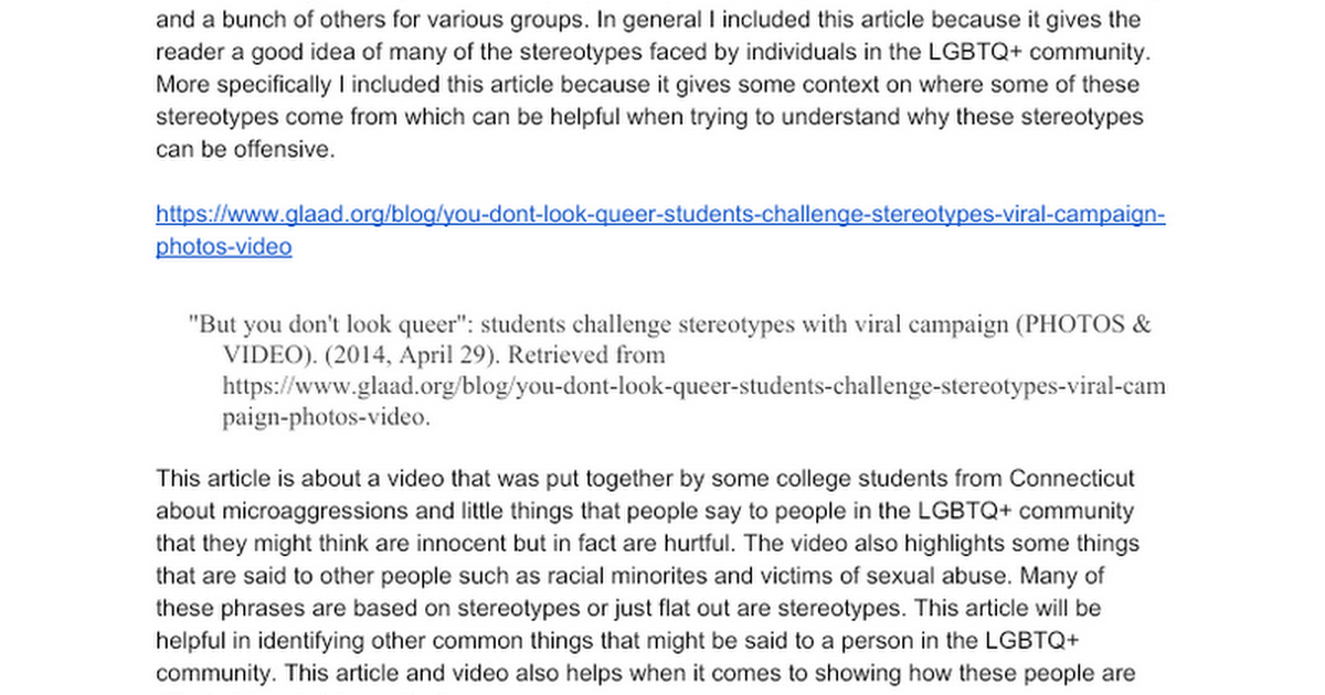 Common Stereotypes Of The Lgbtq Community Google Docs