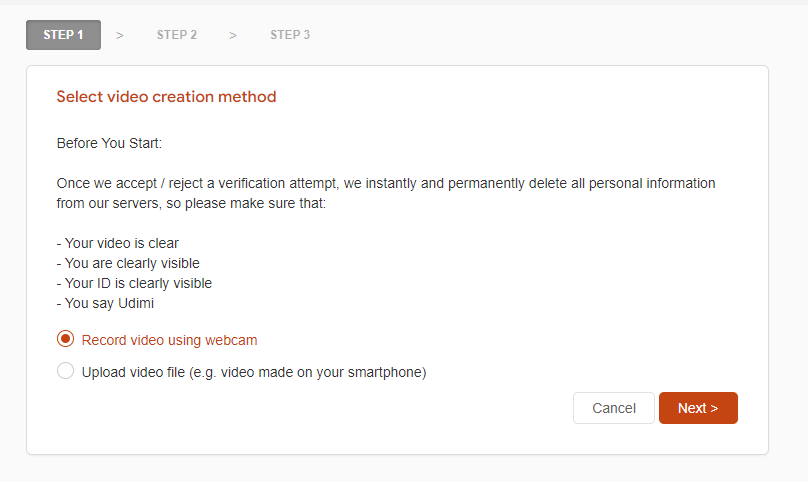 udimi seller verification screenshot