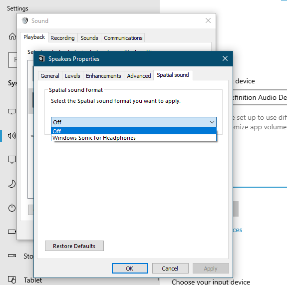 Disabling spatial sound format on PC
