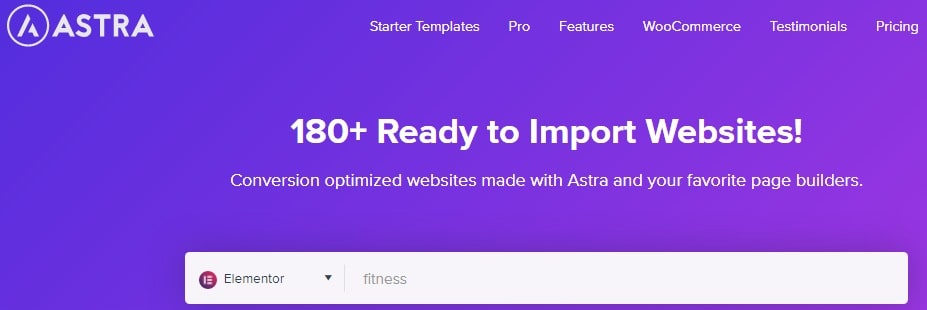 180+ Astra to import websites 