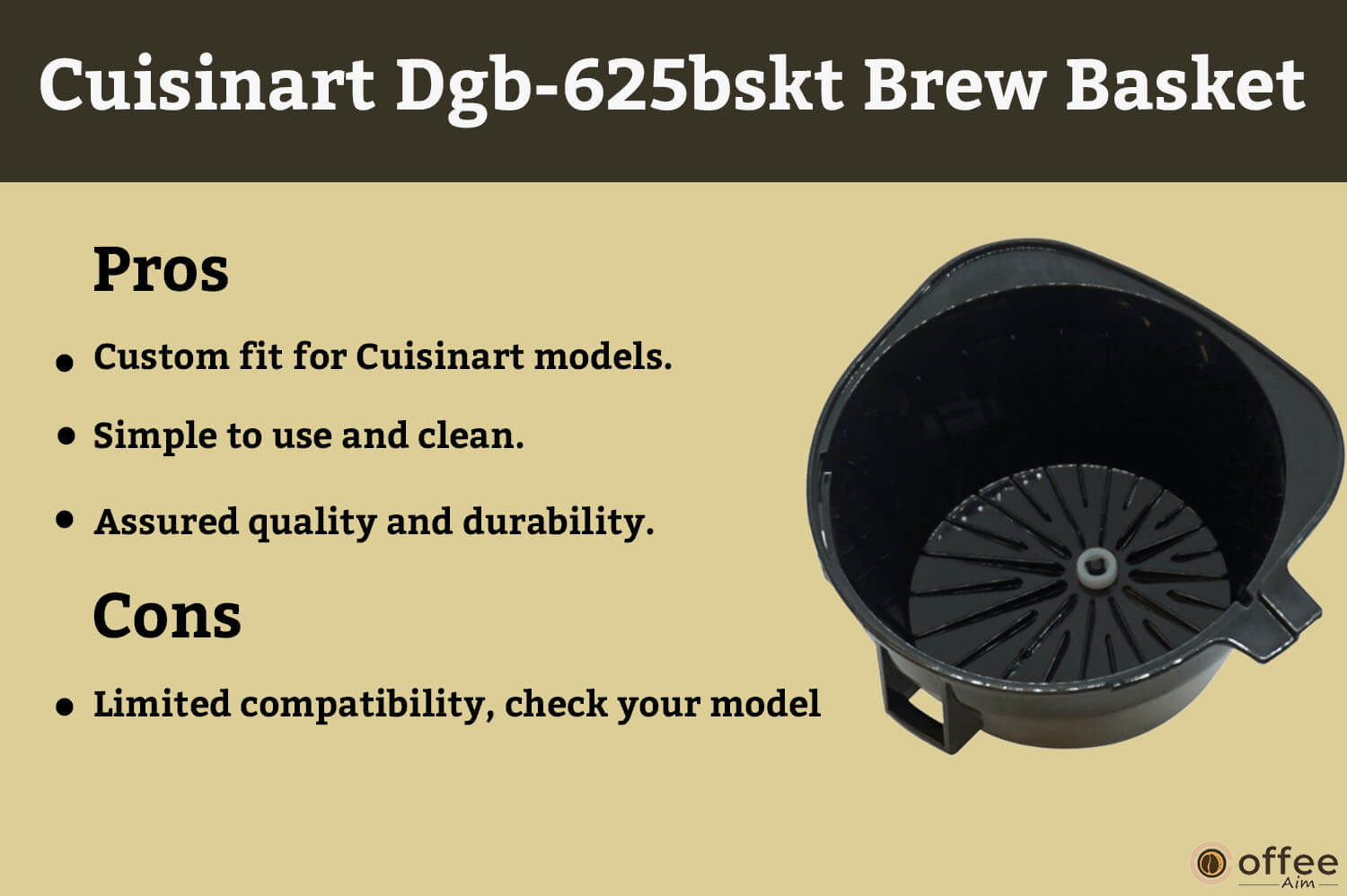 This image vividly illustrates the advantages and drawbacks of the "DGB-625BSKT," enhancing the comprehensiveness of our Cuisinart Filter Basket review.