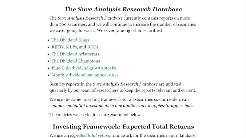 Sure Dividend costs