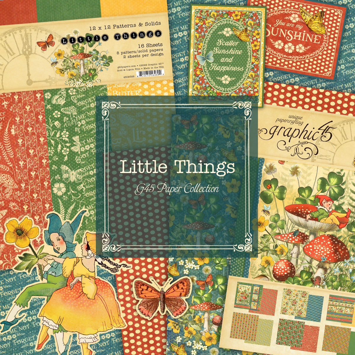 Graphic 45 Little Things 12 x 12 Paper Forget Me Not