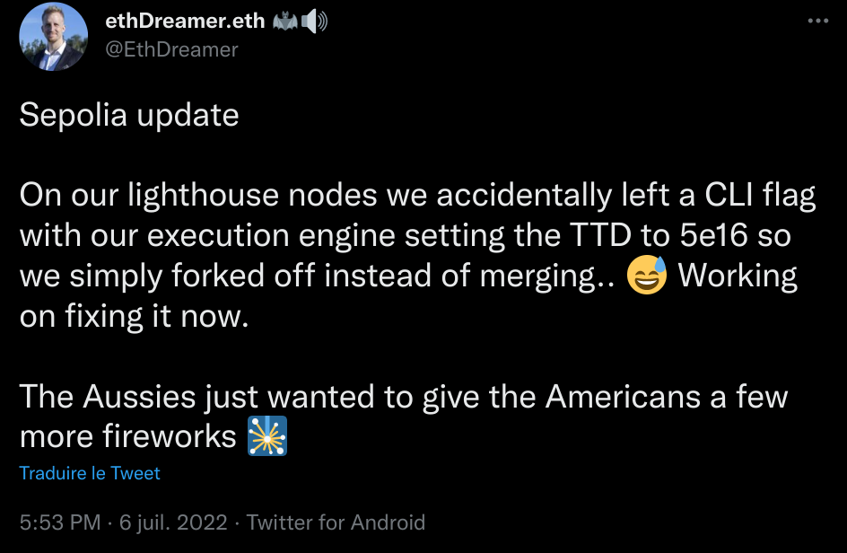 During the deployment of The Merge on the Sepolia testnet, there was a deployment of a misconfiguration for the Lighthouse nodes.