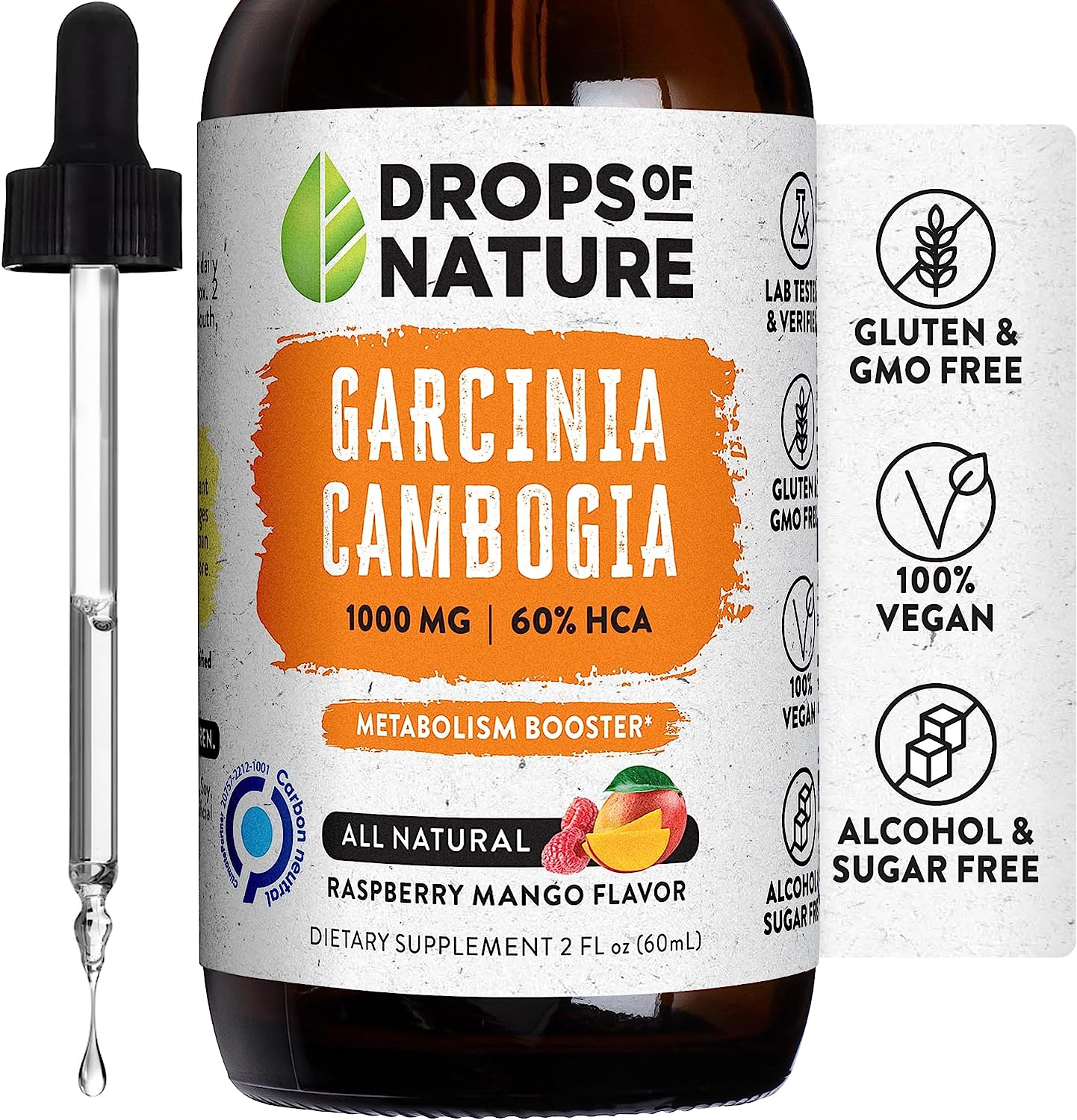 Garcinia Cambogia Appetite Suppressant for Weight Loss 2 FL Oz Bottle, liquid supplements weight loss