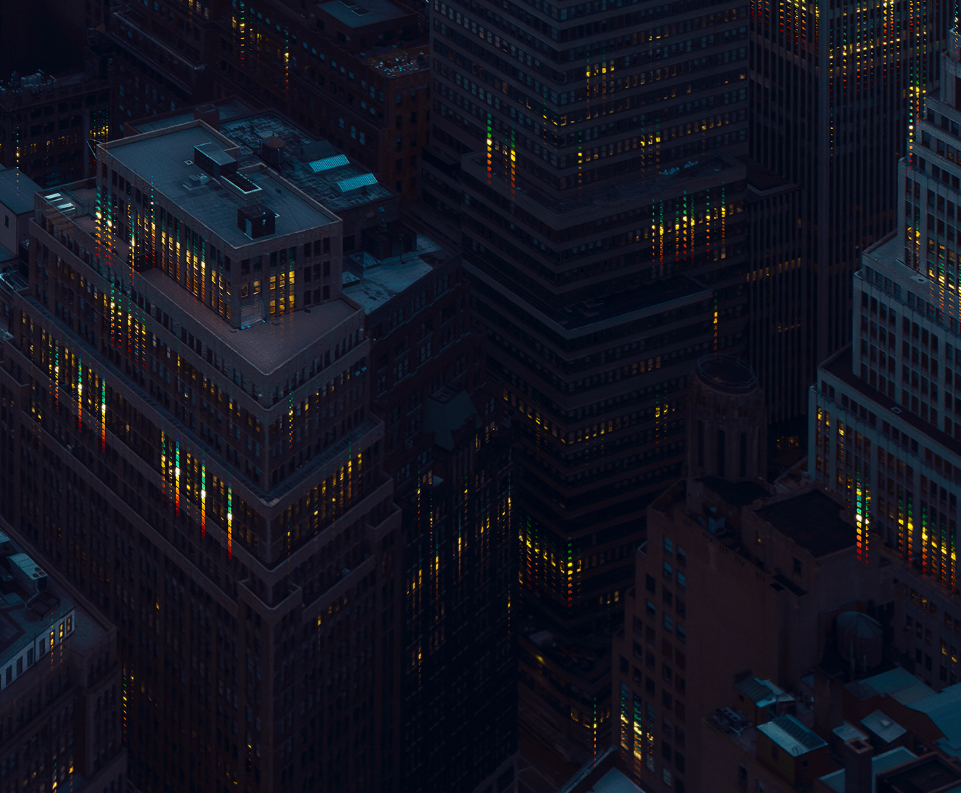 3d illustration digital art futuristic Glitch lights Manhattan New York night NY skyscraper video game