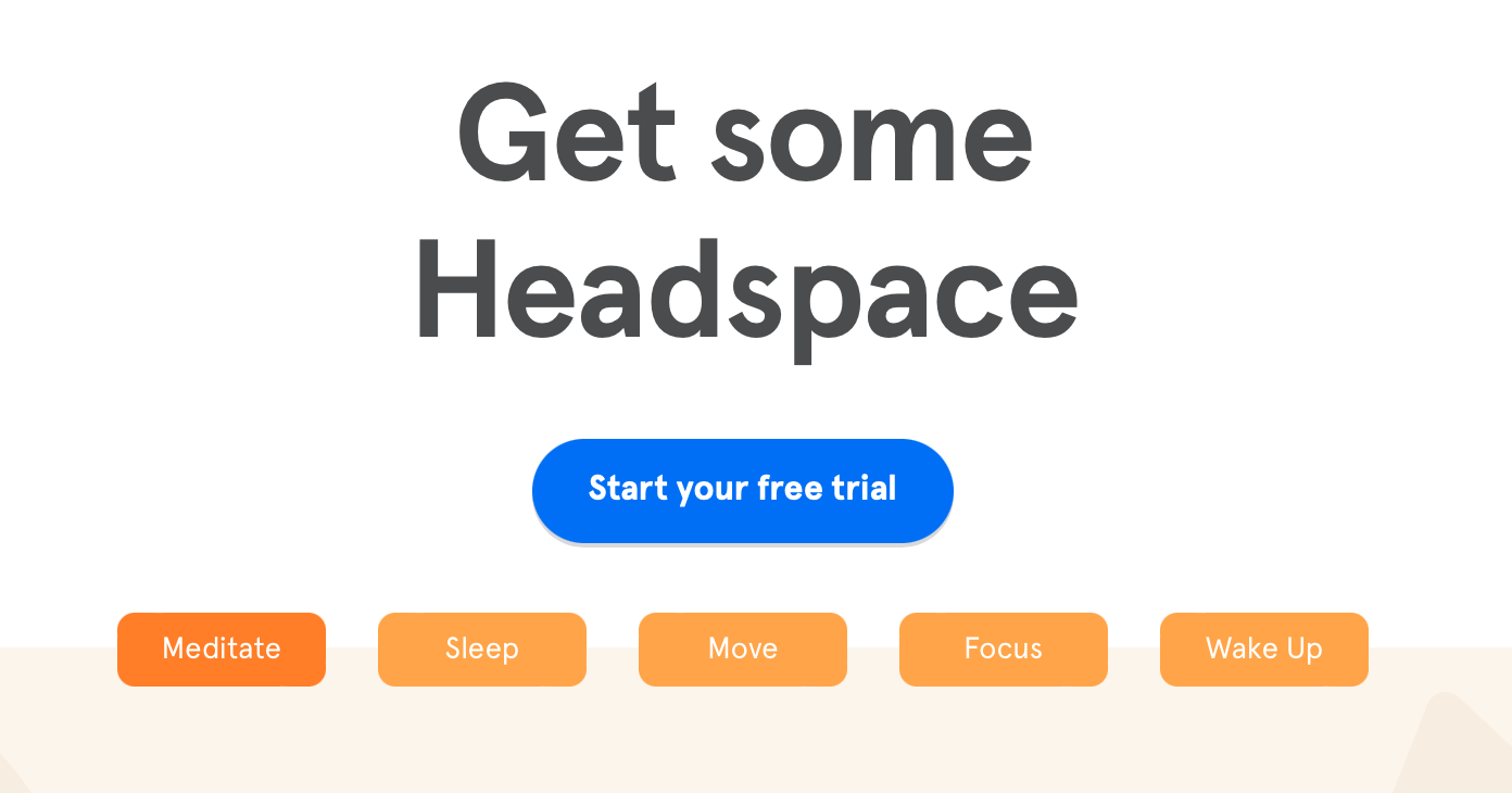 The call to action at the bottom of the headspace website.