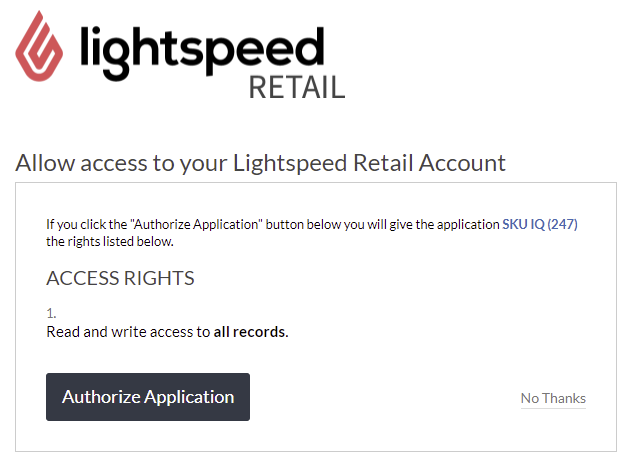 lightspeed retail sku iq requesting access