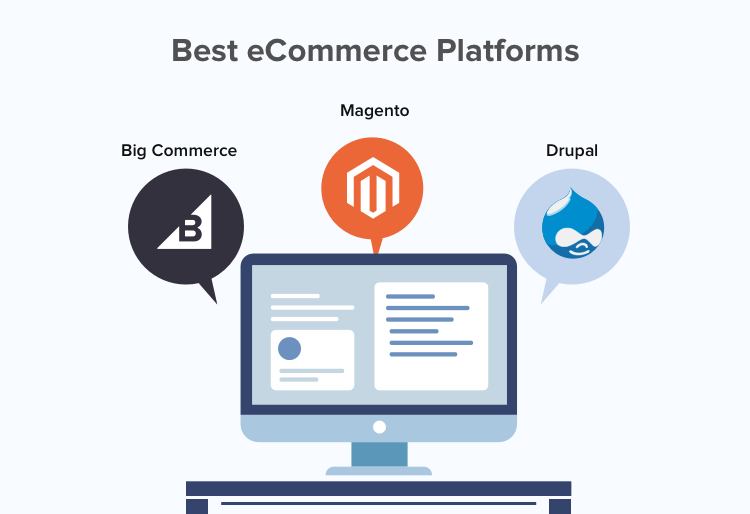 Drupal, Magento, and BigCommerce are popular eCommerce platforms